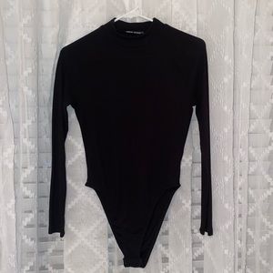 Shein Black Ribbed Long Sleeve One Piece